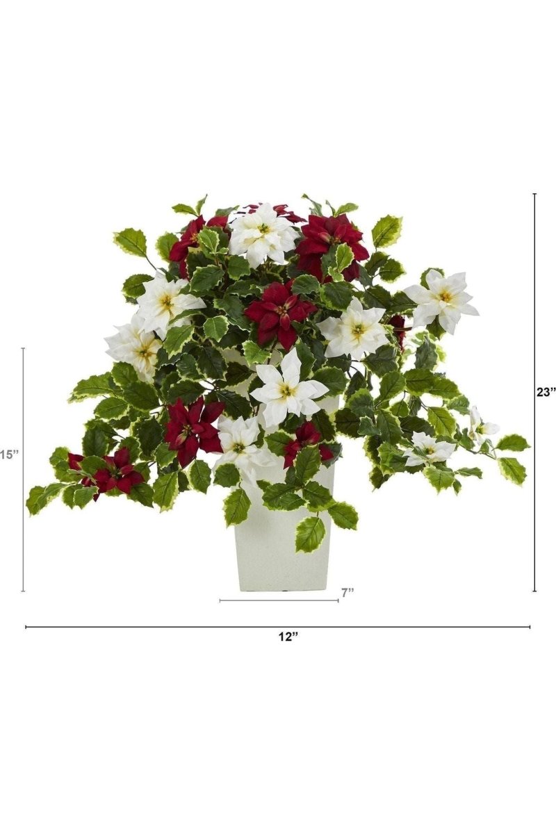 Shop For 23” Poinsettia Holly Artificial Planter