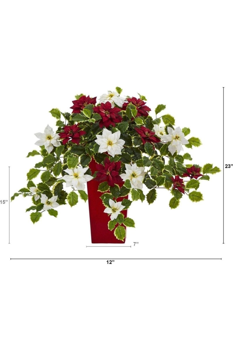 Shop For 23” Poinsettia Holly Artificial Planter
