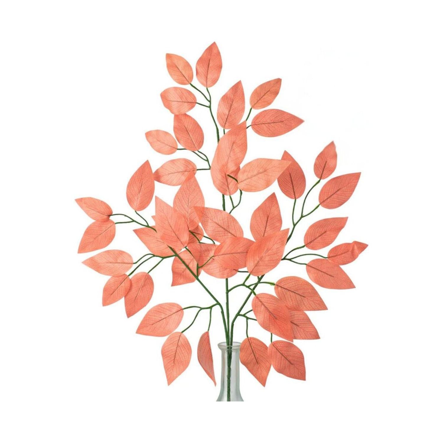 23" Silk Ficus Spray: Coral (Set of 12)
