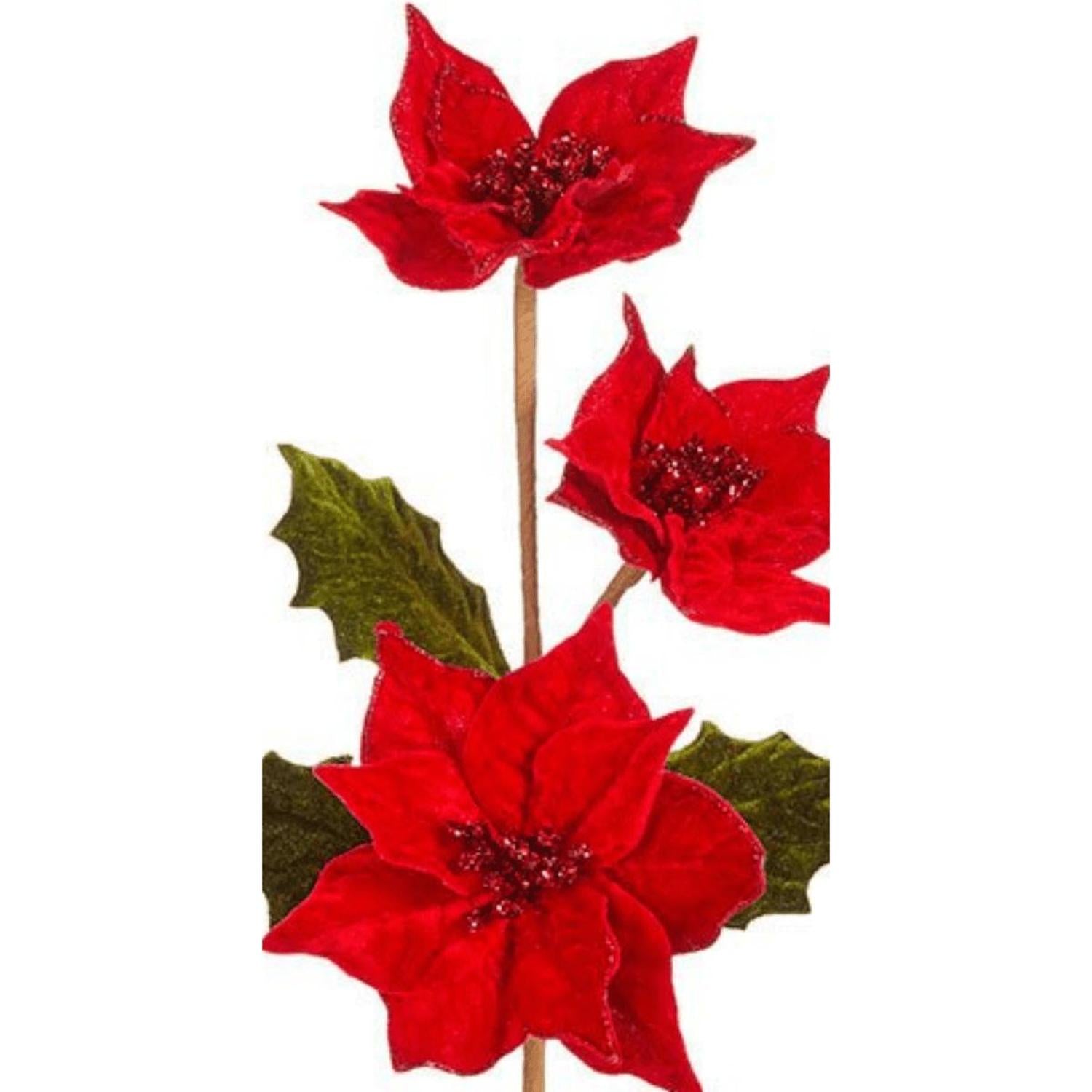 23" Triple Poinsettia Stem