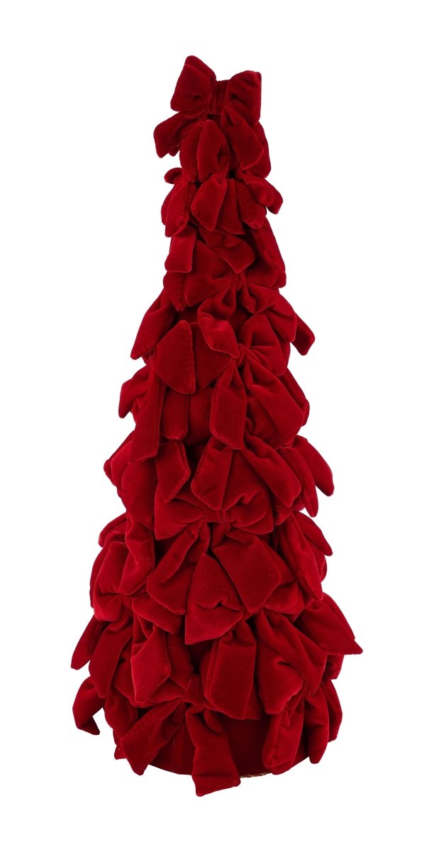 Shop For 23.5in Velvet Bow Cone Tree: Red