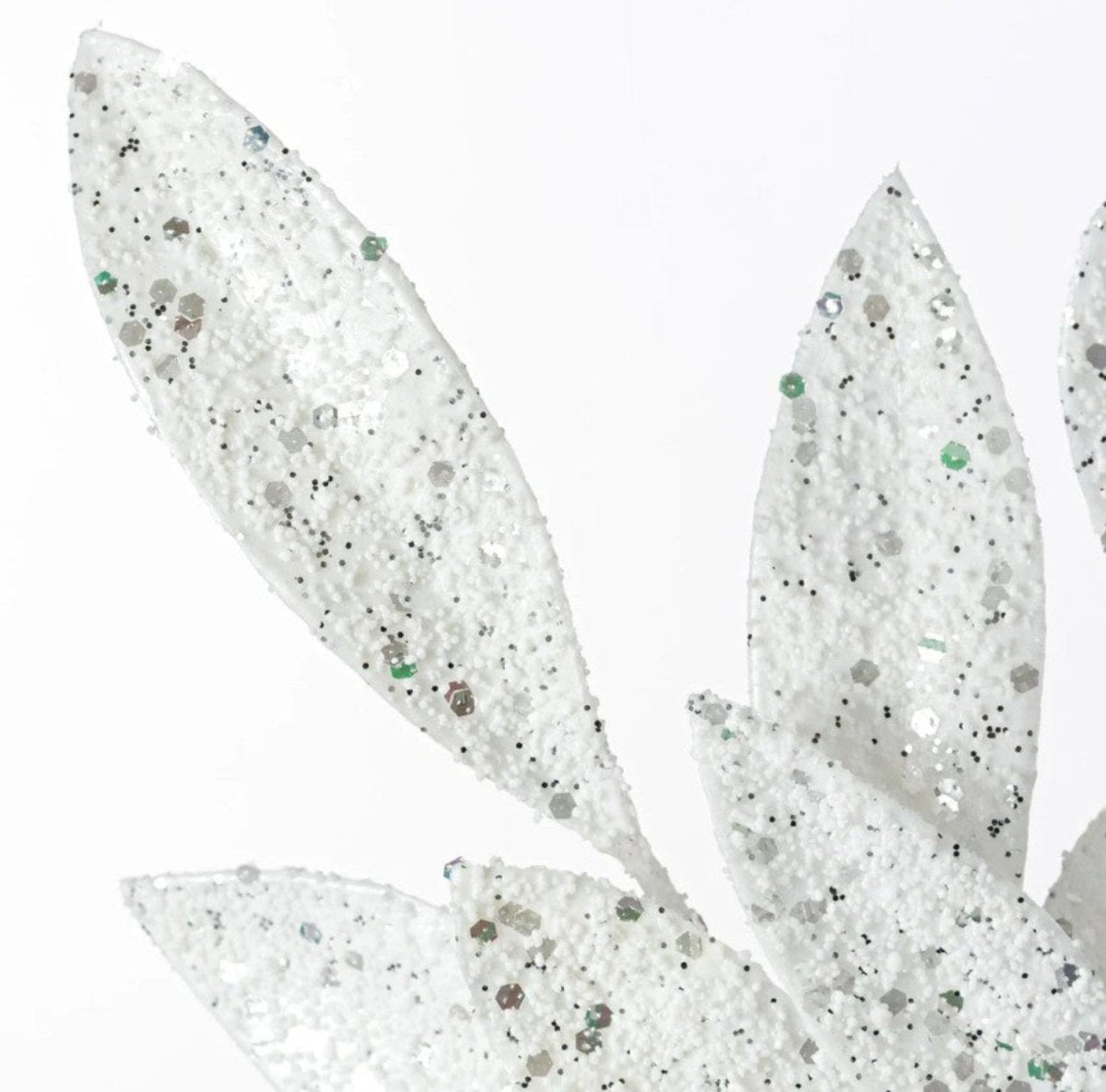 Shop For 23in Glitter Bay Leaf Spray: White/Silver