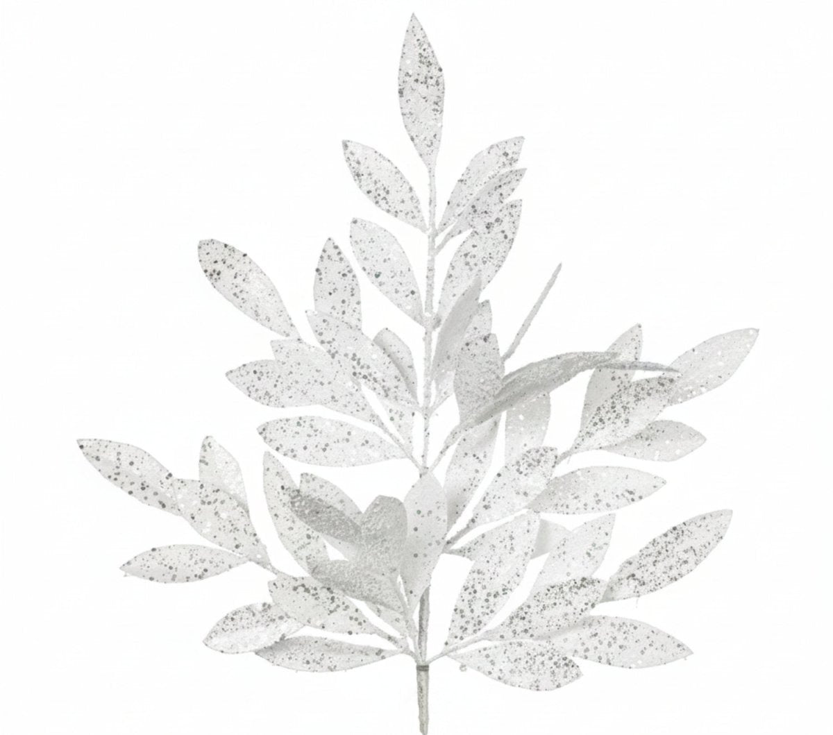 Shop For 23in Glitter Bay Leaf Spray: White/Silver