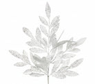Shop For 23in Glitter Bay Leaf Spray: White/Silver