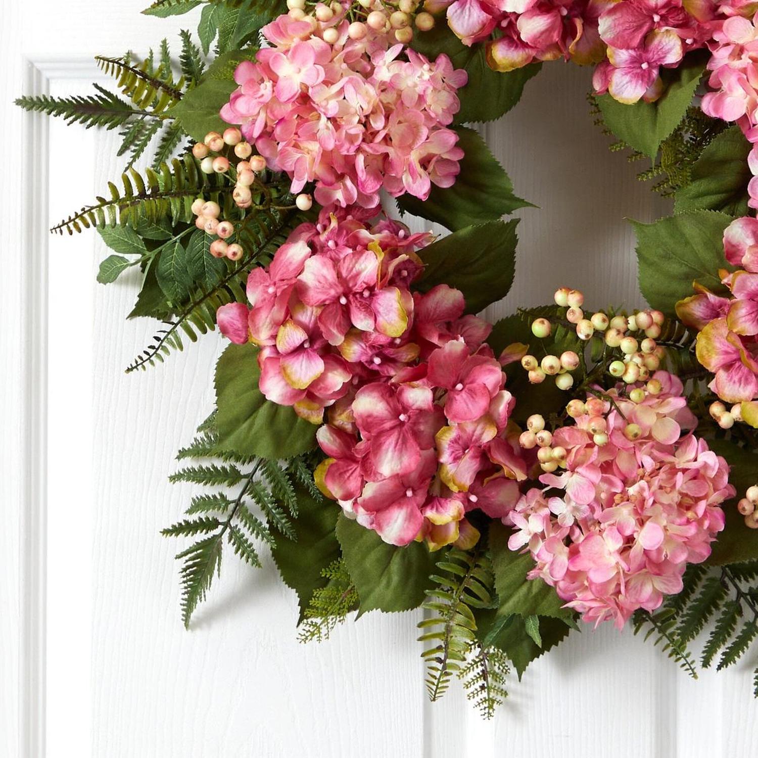 Shop For 24” Artificial Hydrangea Berry Wreath