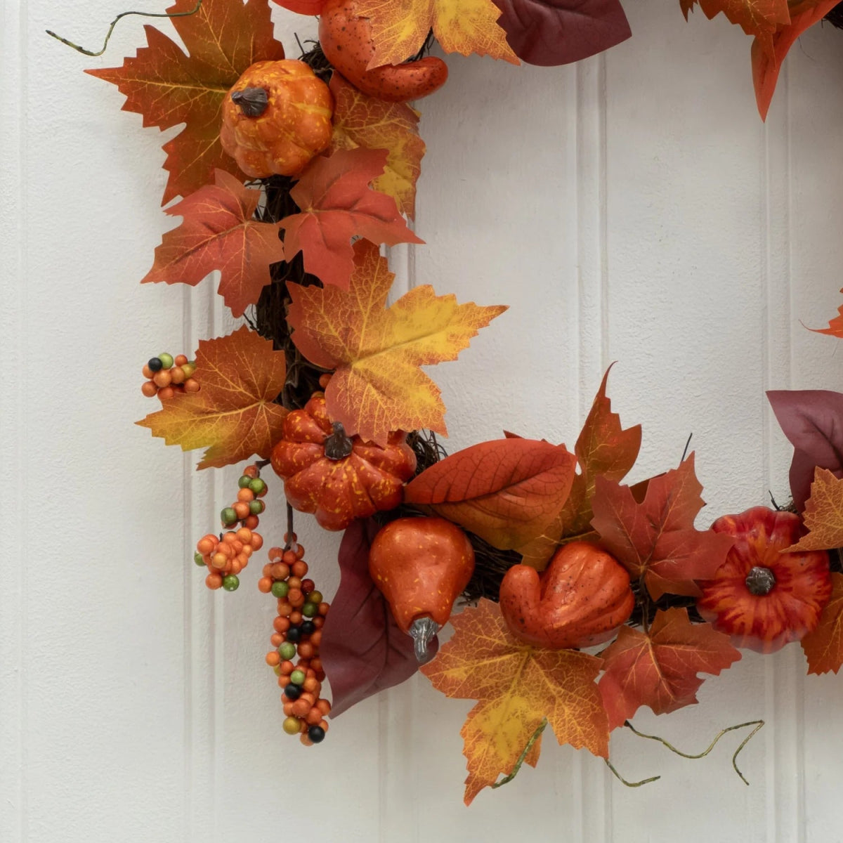 Shop For 24” Autumn Maple Leaves, Pumpkin, Pinecone Fall Wreath