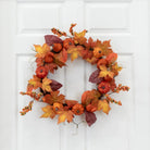 Shop For 24” Autumn Maple Leaves, Pumpkin, Pinecone Fall Wreath