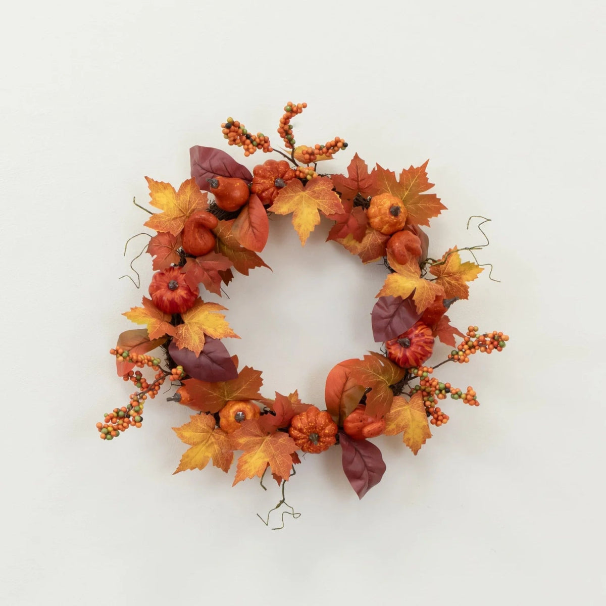 Shop For 24” Autumn Maple Leaves, Pumpkin, Pinecone Fall Wreath