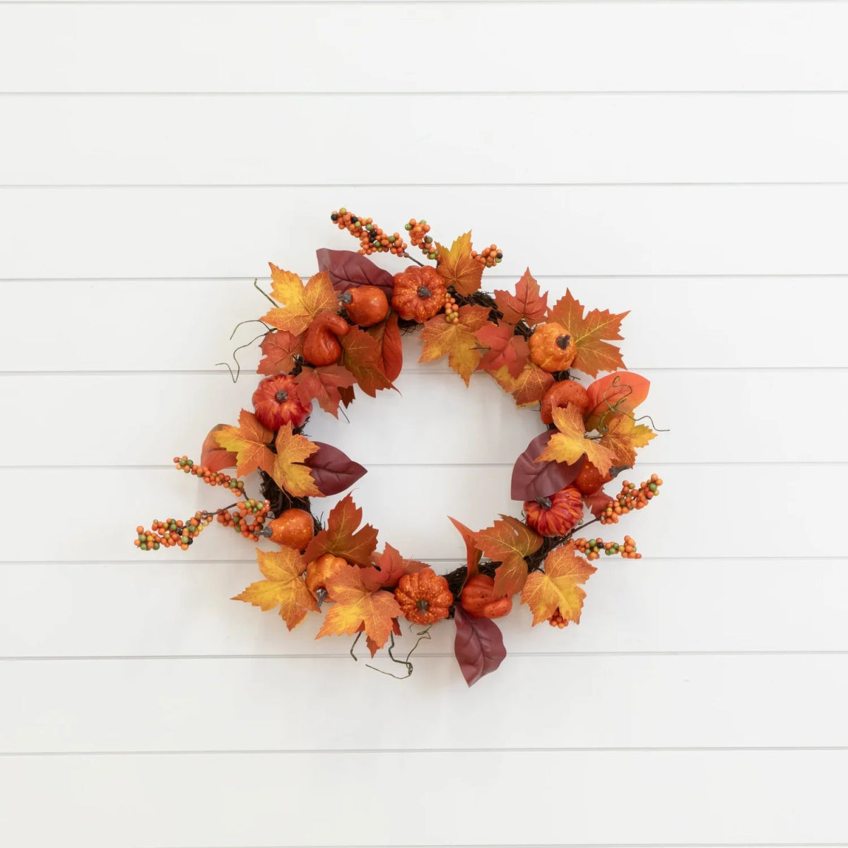 Shop For 24” Autumn Maple Leaves, Pumpkin, Pinecone Fall Wreath