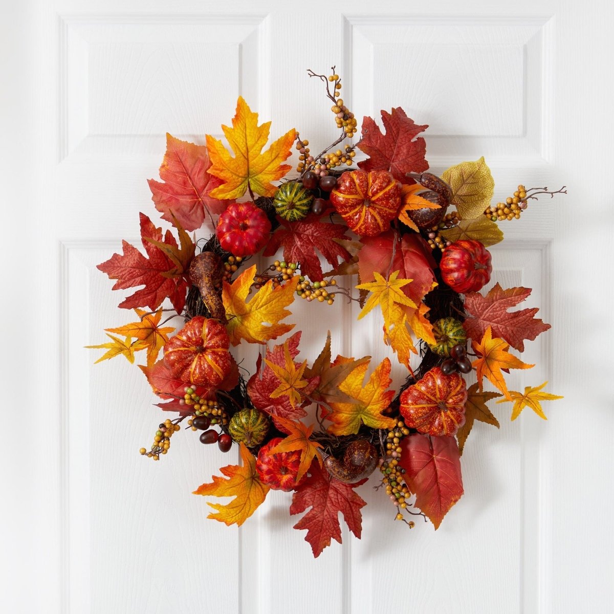 Shop For 24” Autumn Pumpkin and Berries Artificial Fall Wreath