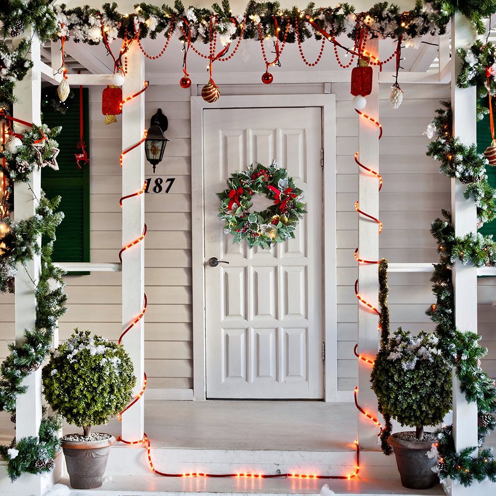 Shop For 24" Christmas Wreath, Prelit with Frosty Branches
