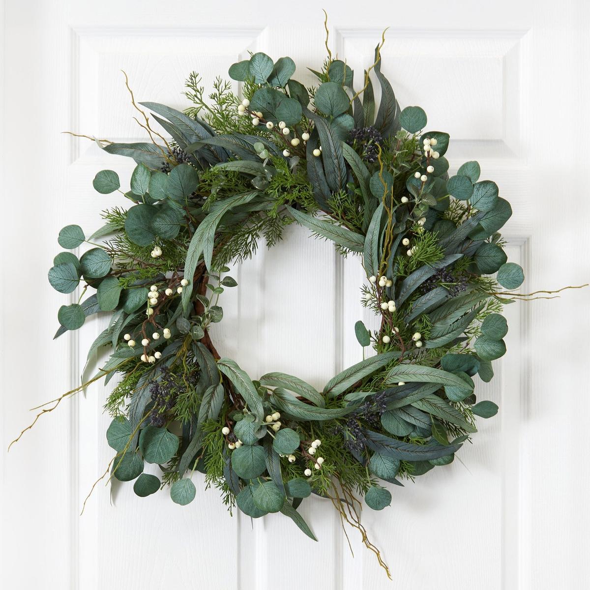 Shop For 24” Eucalyptus and Mixed Greens Artificial Wreath