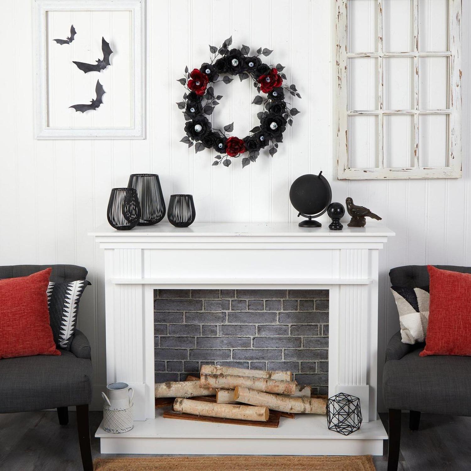 Shop For 24” Eyeball Rose Halloween Artificial Wreath