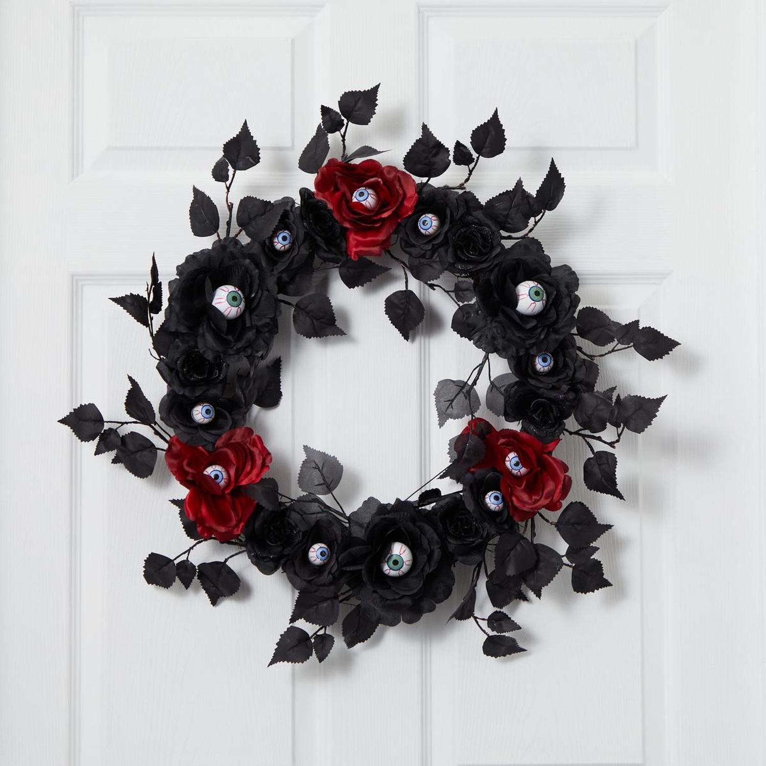 Shop For 24” Eyeball Rose Halloween Artificial Wreath