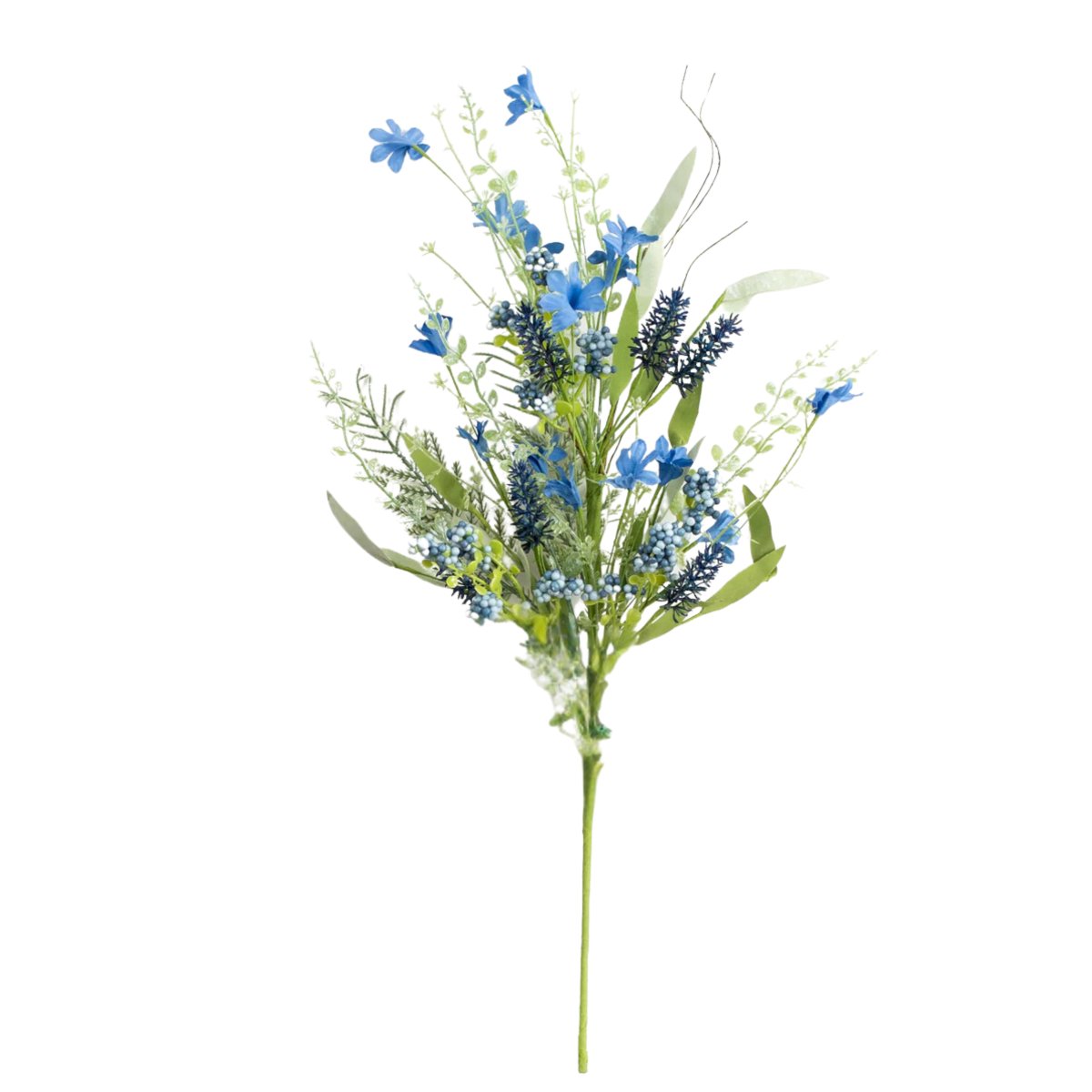 Shop For 24" Fabric Flower, Leaf, Berry Spray: Two Tone Blue