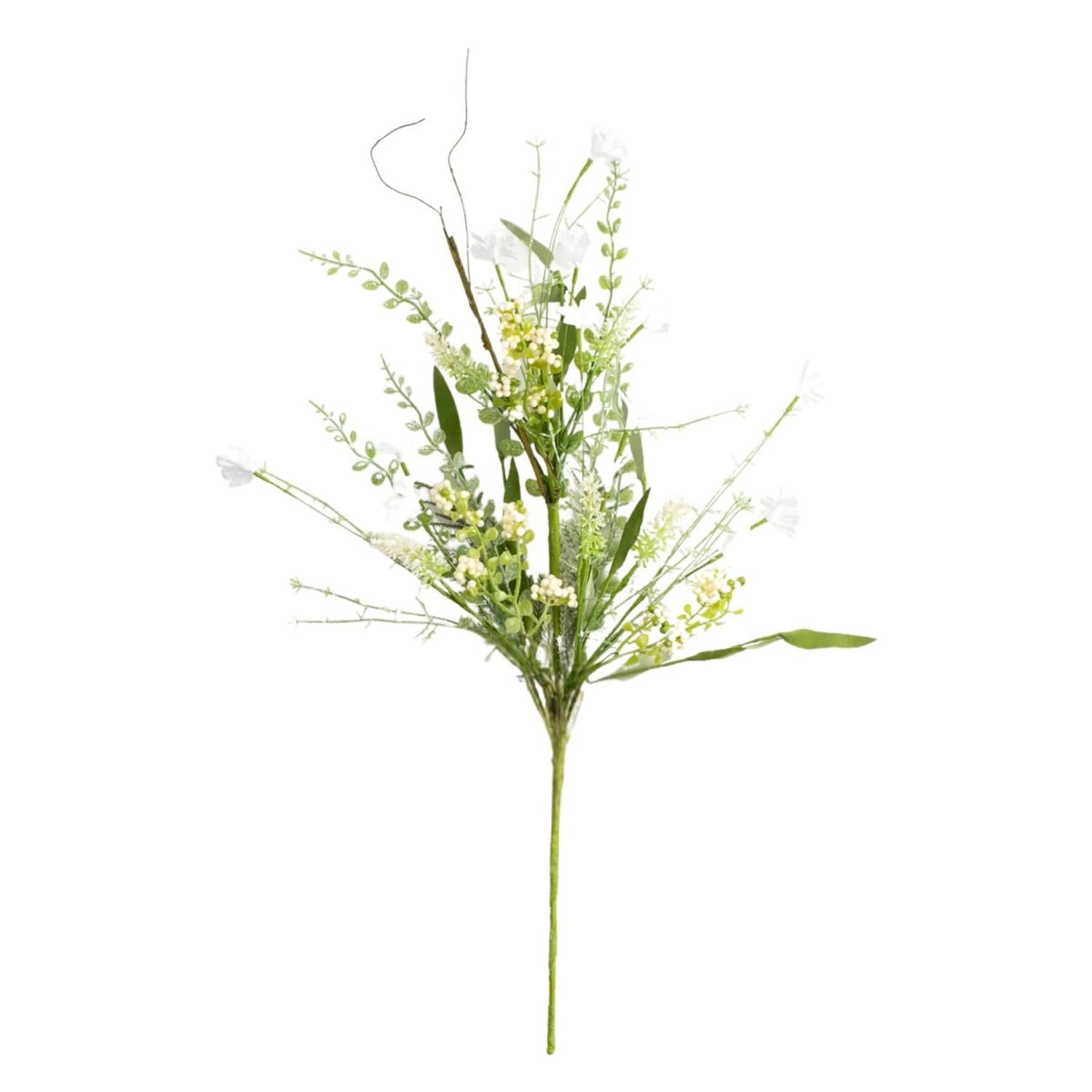 Shop For 24" Fabric Flower, Leaf, Berry Spray: White