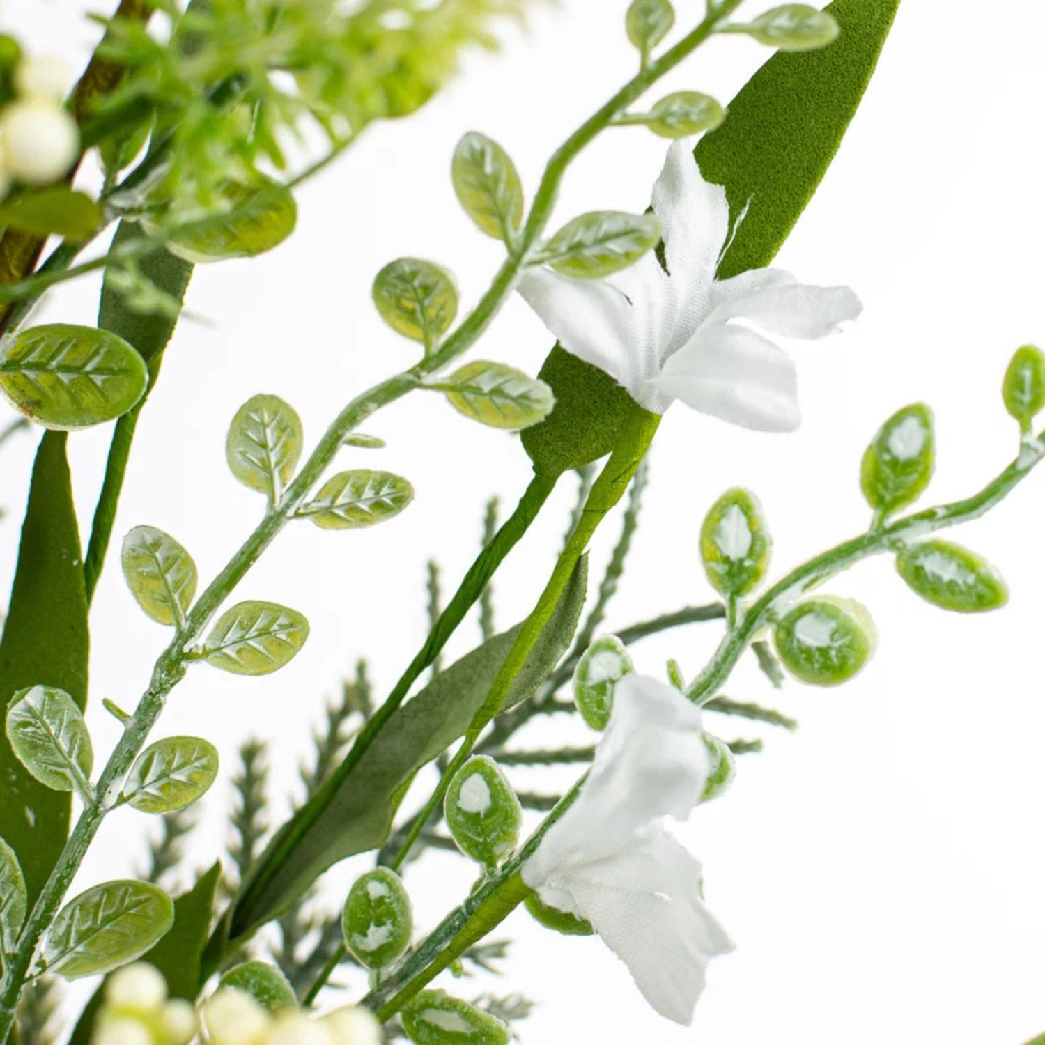 Shop For 24" Fabric Flower, Leaf, Berry Spray: White