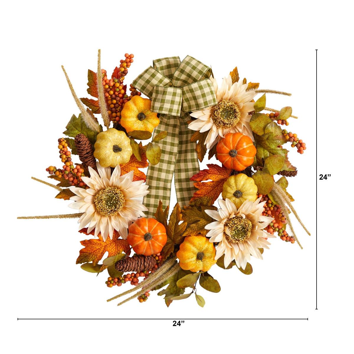 Shop For 24” Fall Pumpkin, Sunflower Artificial Autumn Wreath