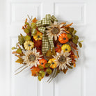 Shop For 24” Fall Pumpkin, Sunflower Artificial Autumn Wreath