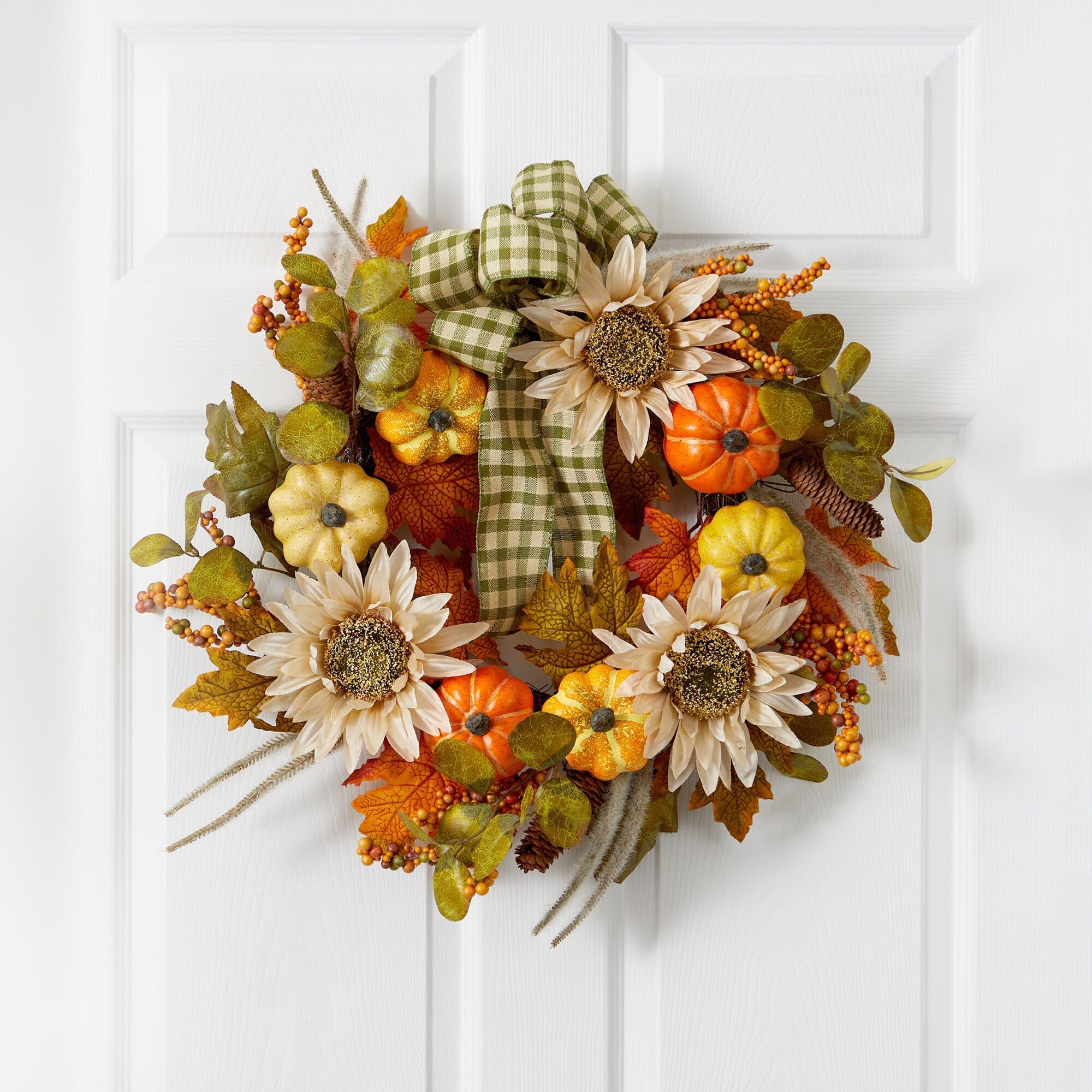 Shop For 24” Fall Pumpkin, Sunflower Artificial Autumn Wreath