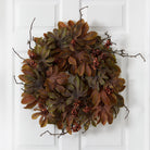 Shop For 24” Fatsia with Berries Autumn Artificial Wreath