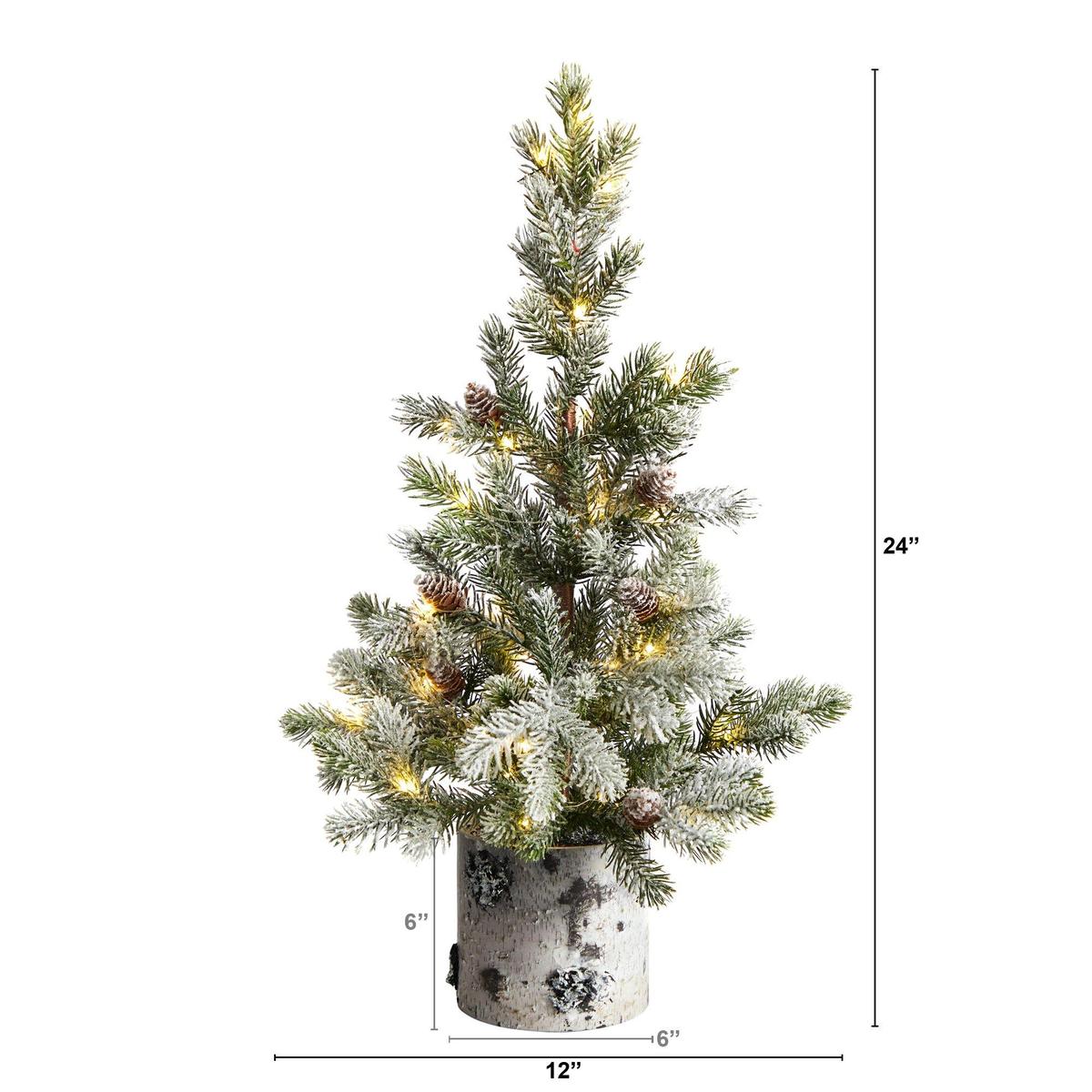 Shop For 24” Flocked Artificial Christmas Tree in Decorative Birch Bark Planter