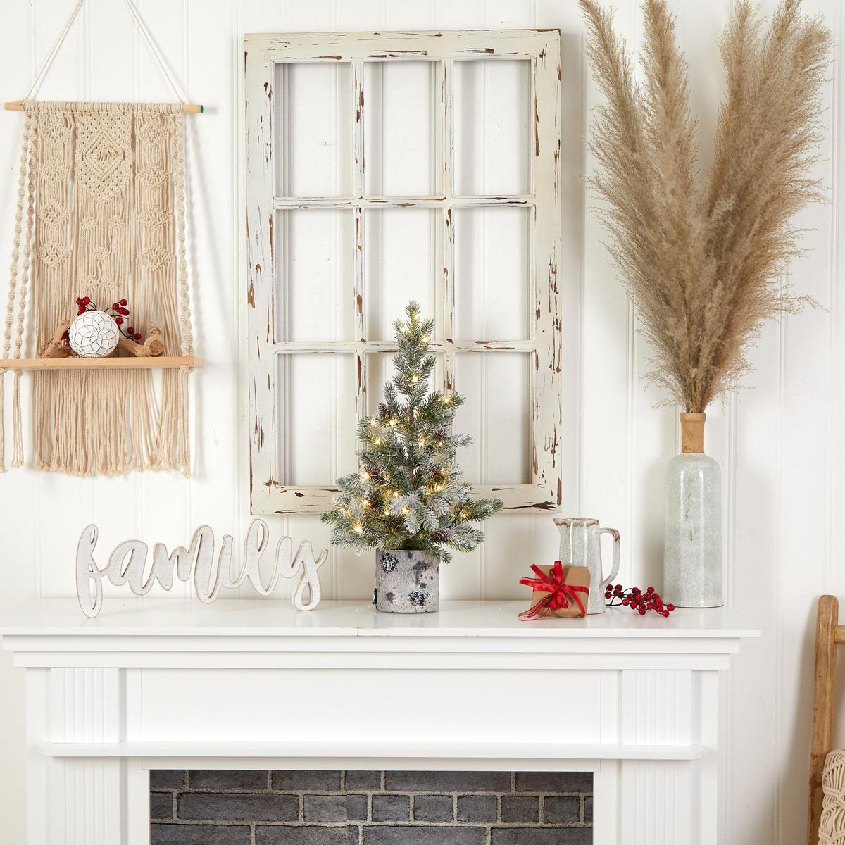 Shop For 24” Flocked Artificial Christmas Tree in Decorative Birch Bark Planter