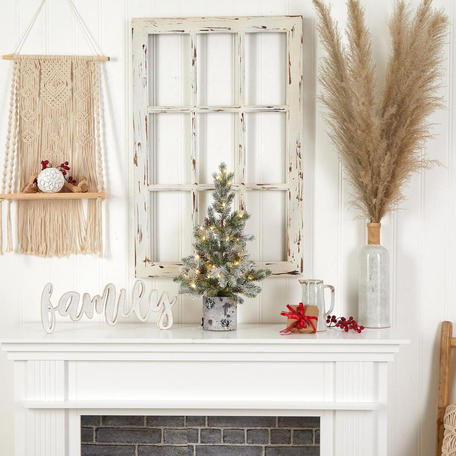 Shop For 24” Flocked Artificial Christmas Tree in Decorative Birch Bark Planter