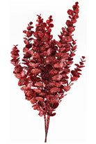 Shop For 24" Glitter Eucalyptus Leaf Spray: Red