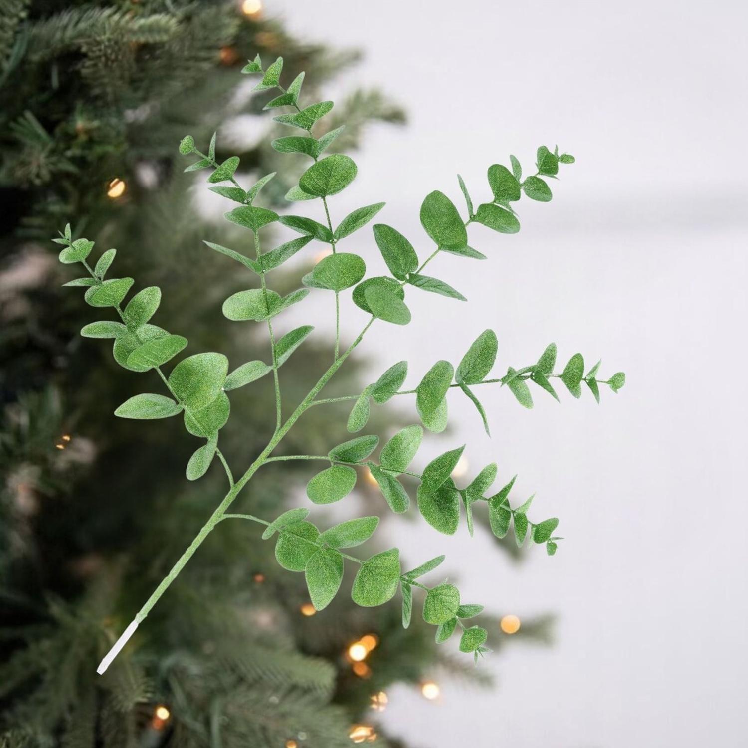 Shop For 24" Glitter Eucalyptus Spray: Lime Green