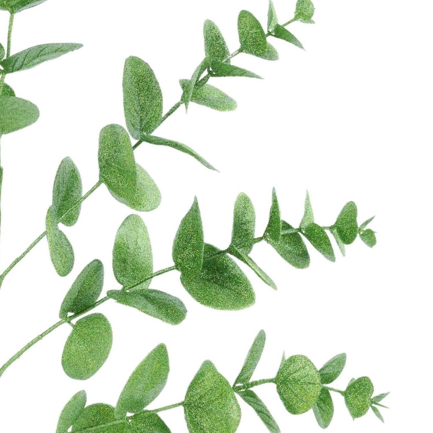 24" Glitter Eucalyptus Spray: Lime Green