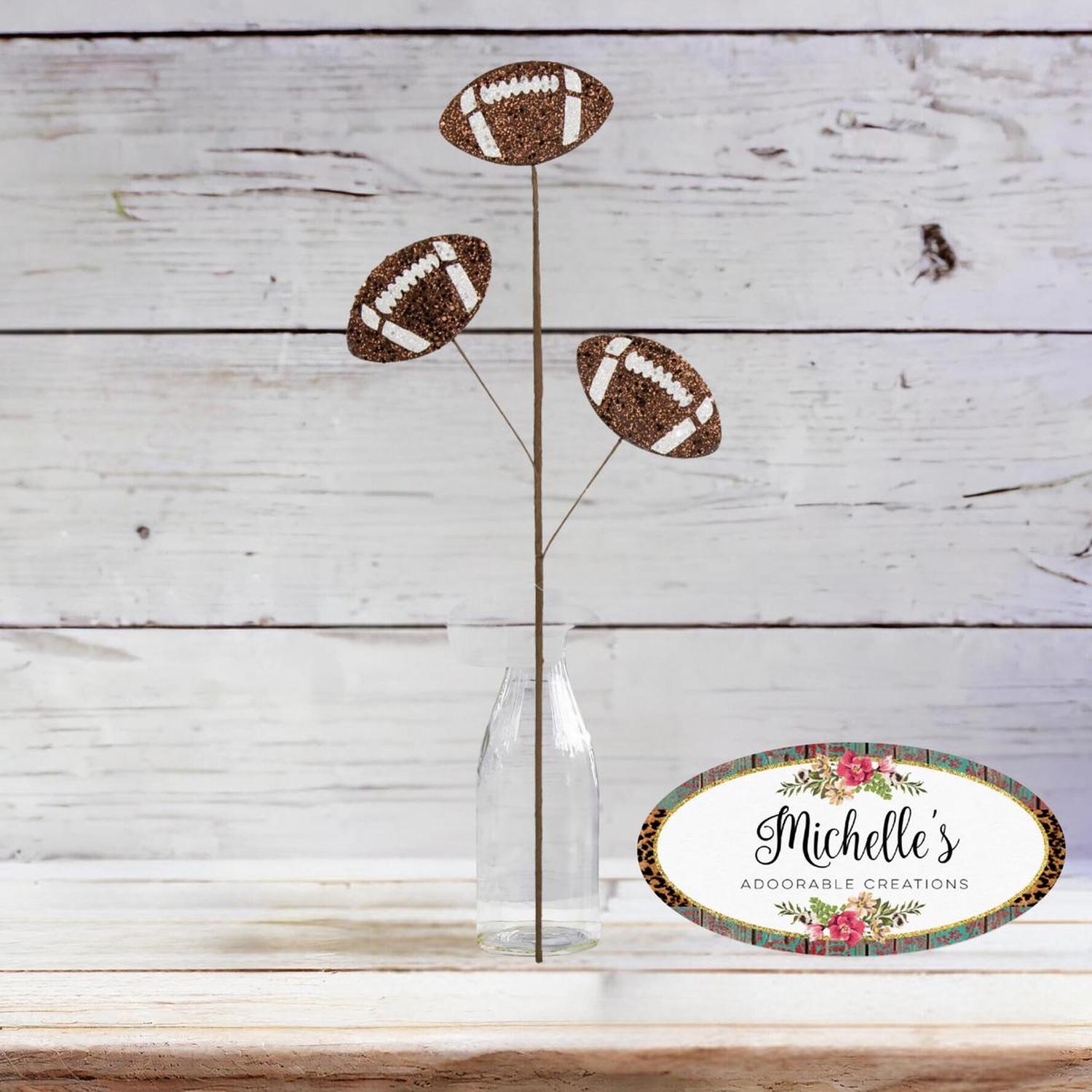 24" Glitter Football Floral Spray: Brown