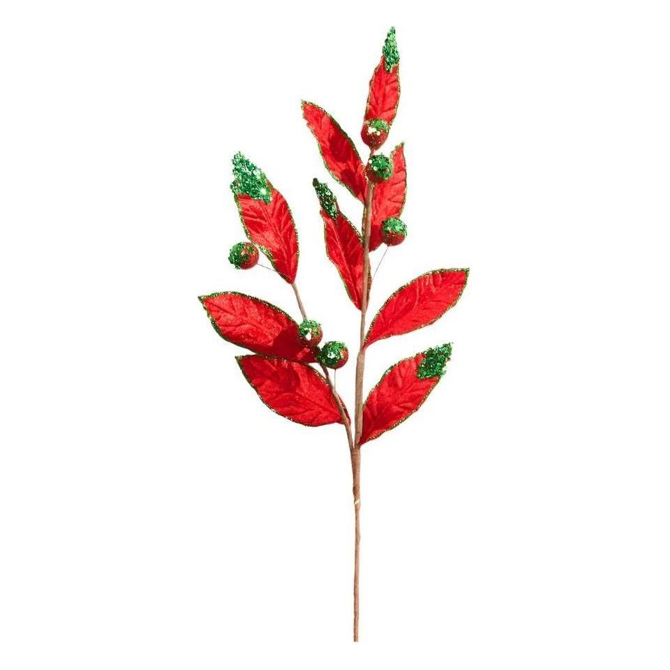Shop For 24" Green and Red Velvet Glitter Lead Stem