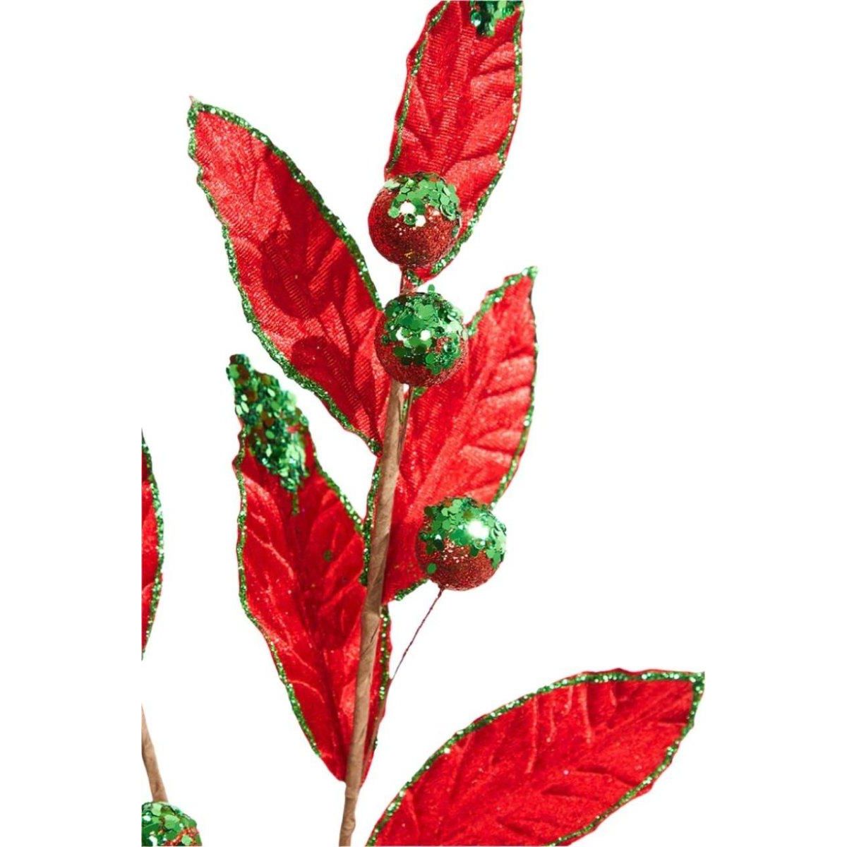 Shop For 24" Green and Red Velvet Glitter Lead Stem