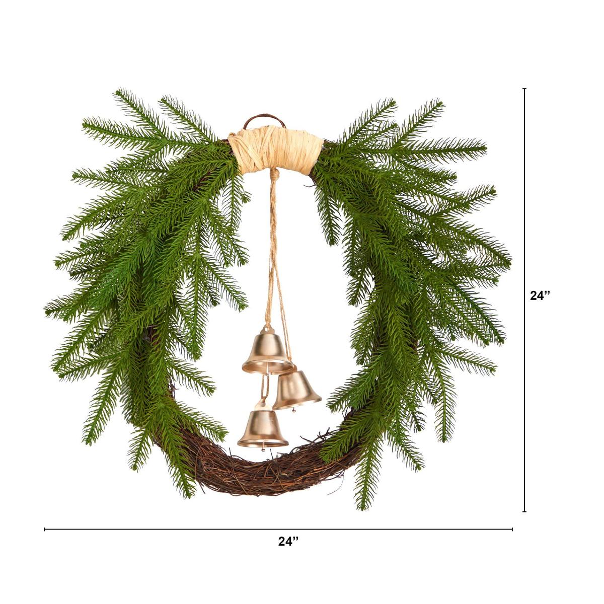 Shop For 24” Holiday Christmas Pine and Bells Wreath