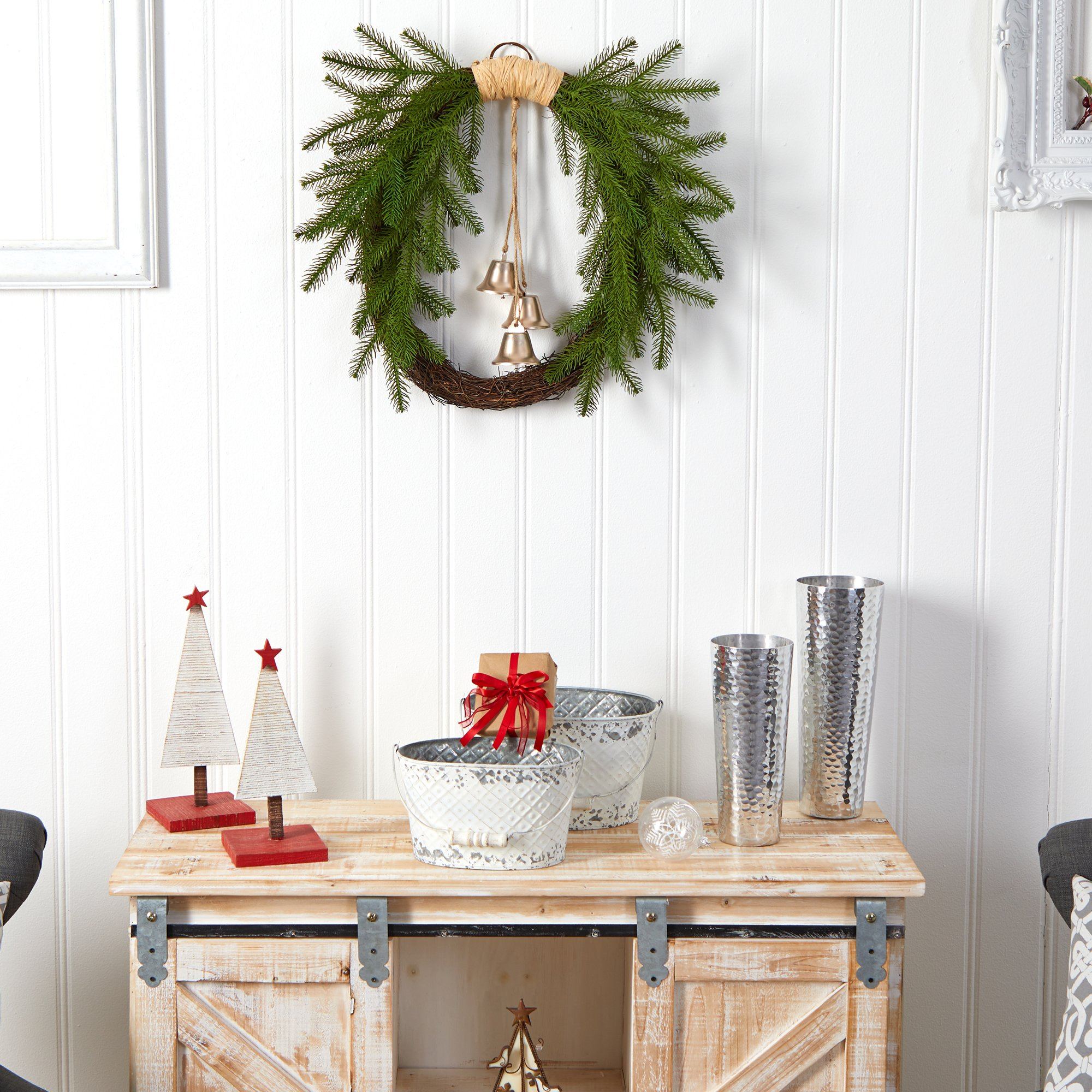 Shop For 24” Holiday Christmas Pine and Bells Wreath