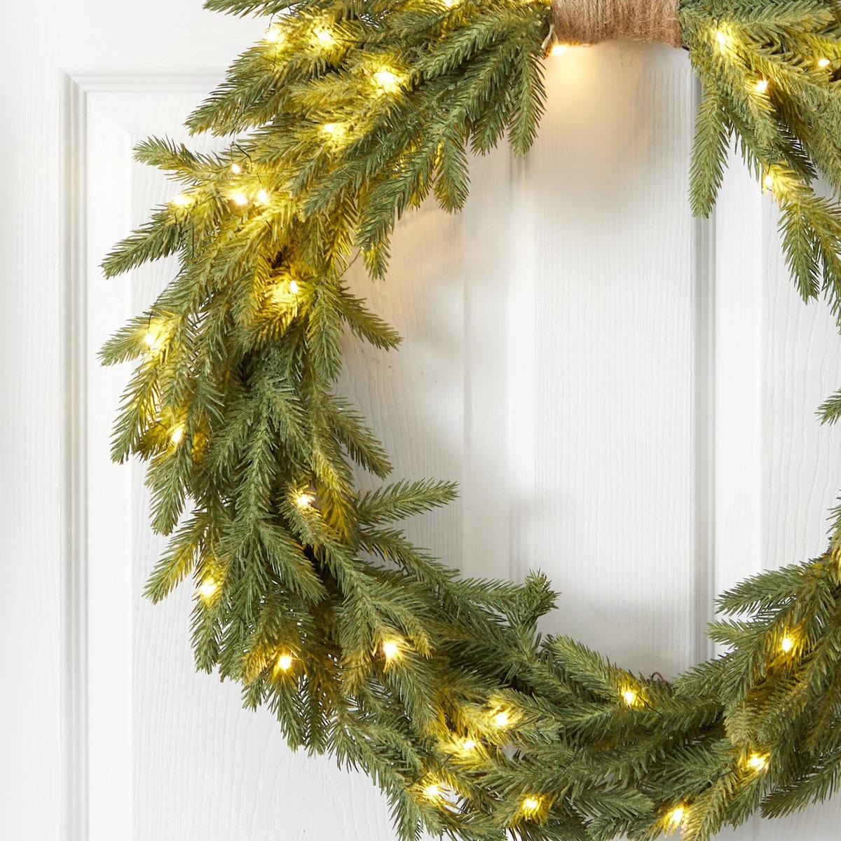 Shop For 24" Holiday Christmas Pre - Lit Cascading Pine Wreath