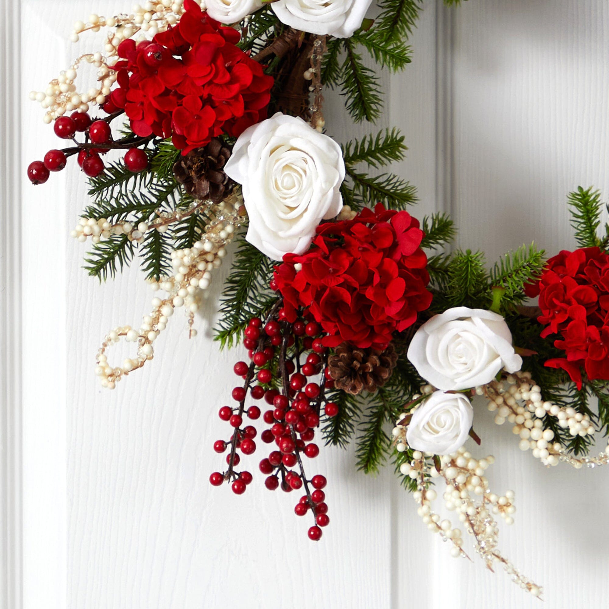 Shop For 24" Hydrangea w/White Roses Wreath