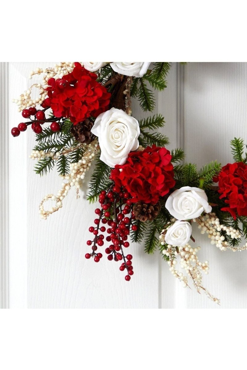Shop For 24" Hydrangea w/White Roses Wreath