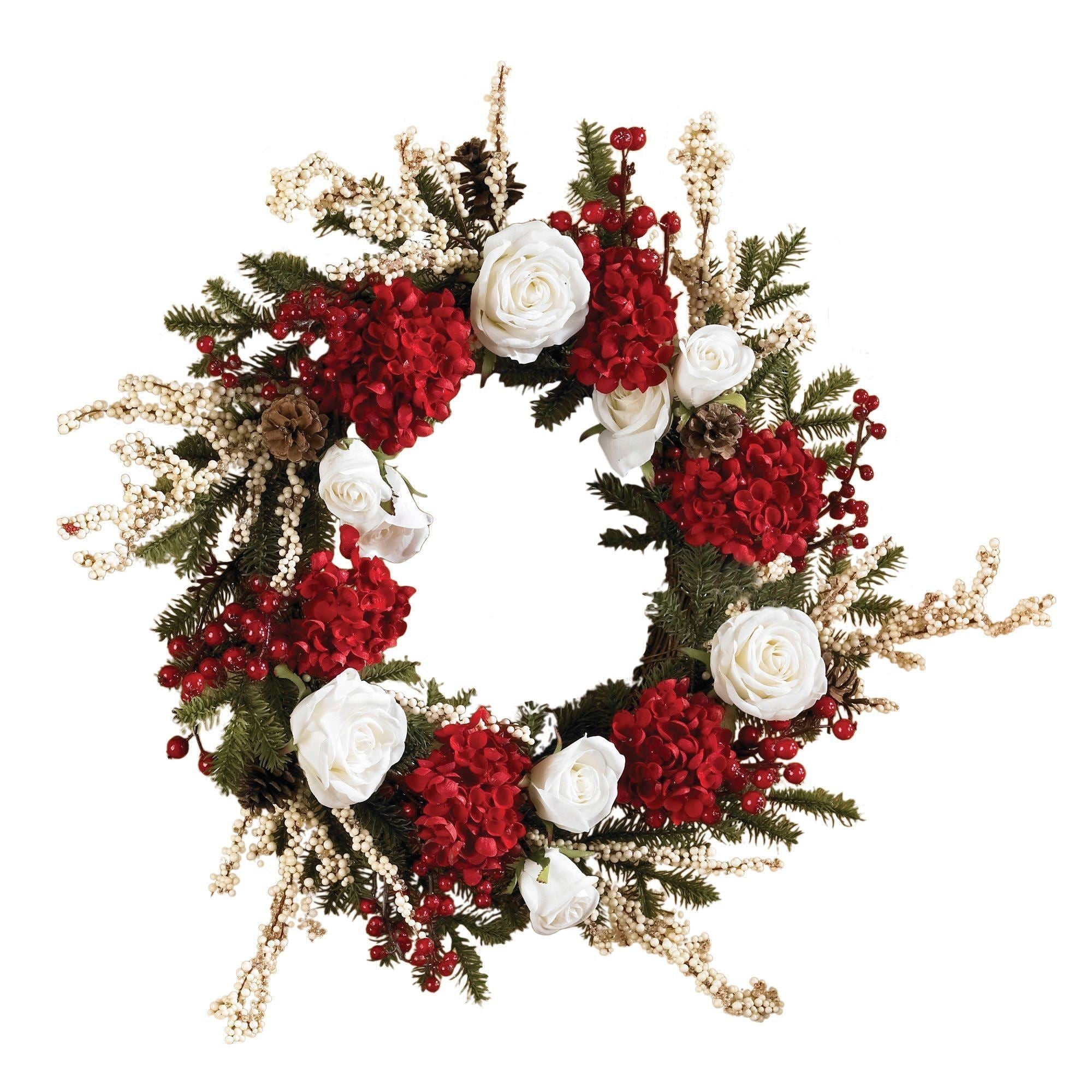 Shop For 24" Hydrangea w/White Roses Wreath
