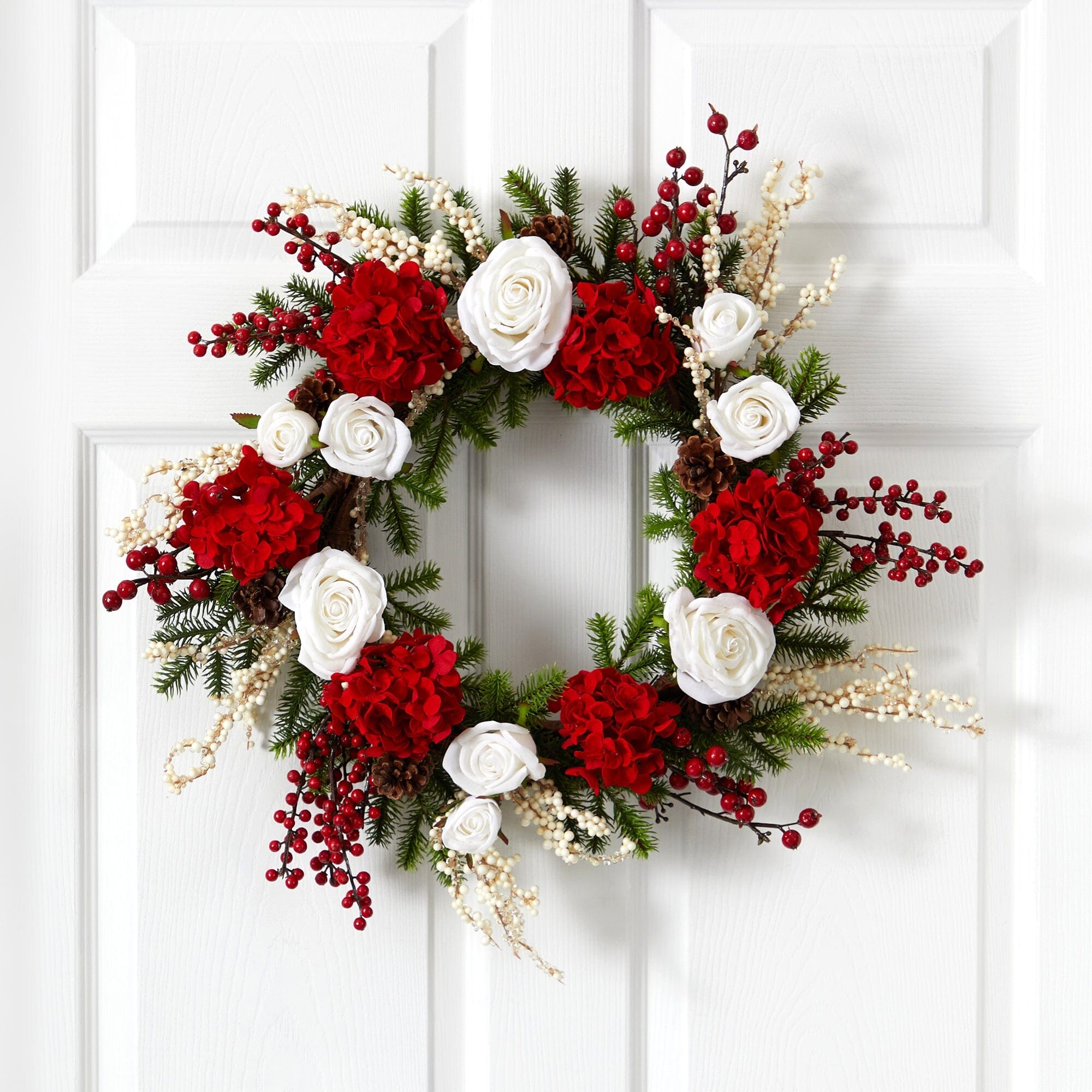 Shop For 24" Hydrangea w/White Roses Wreath