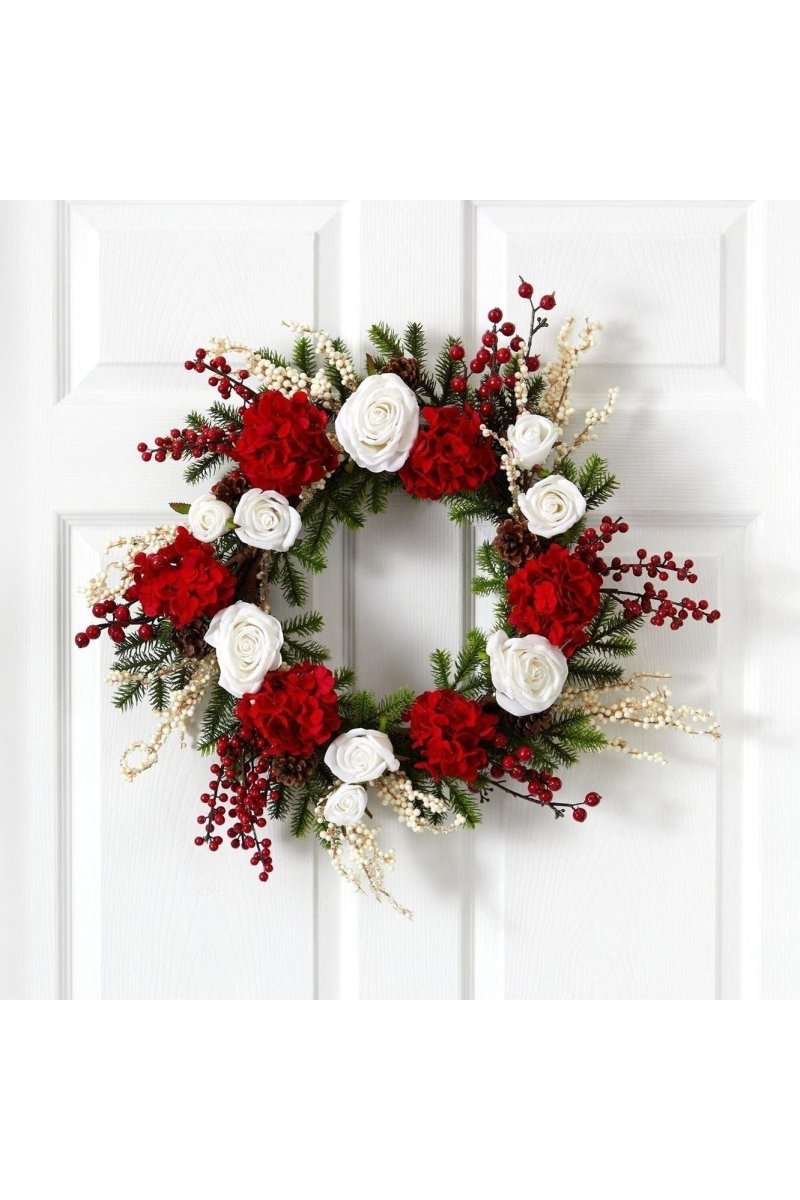Shop For 24" Hydrangea w/White Roses Wreath