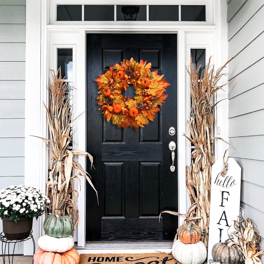 Shop For 24" Illuminated Maple Leaf Fall Wreath