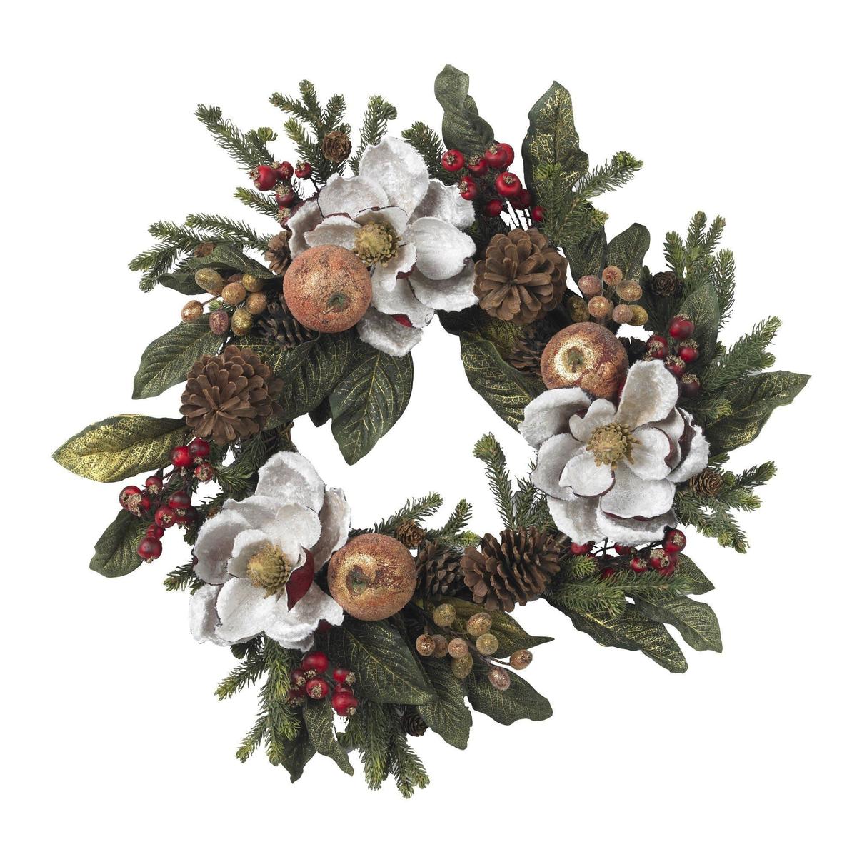 Shop For 24" Magnolia Pinecone & Berry Wreath