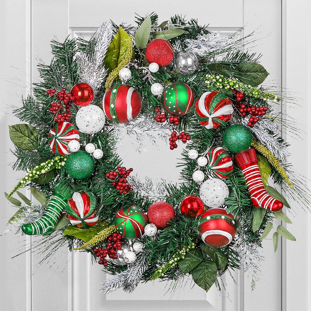 Shop For 24" Merry and Bright Bold Christmas Door Wreath