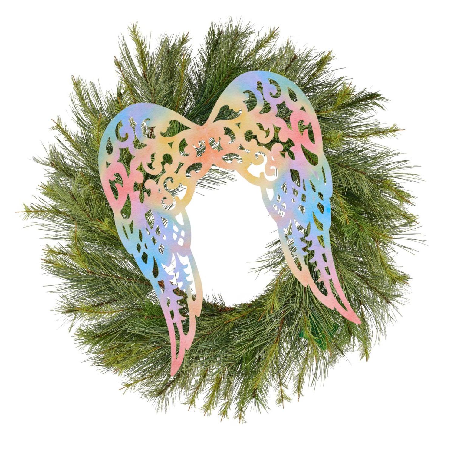 24" Metal Filigree Angel Wings: Colorful