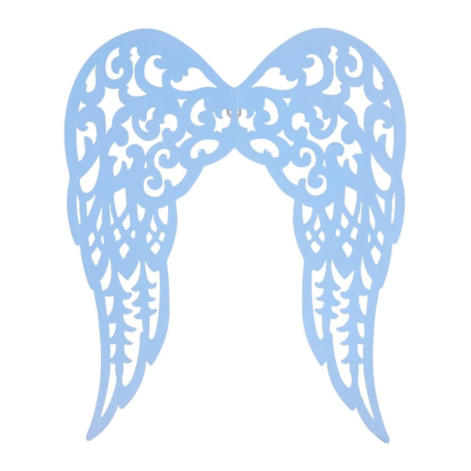 24" Metal Filigree Angel Wings: Light Blue