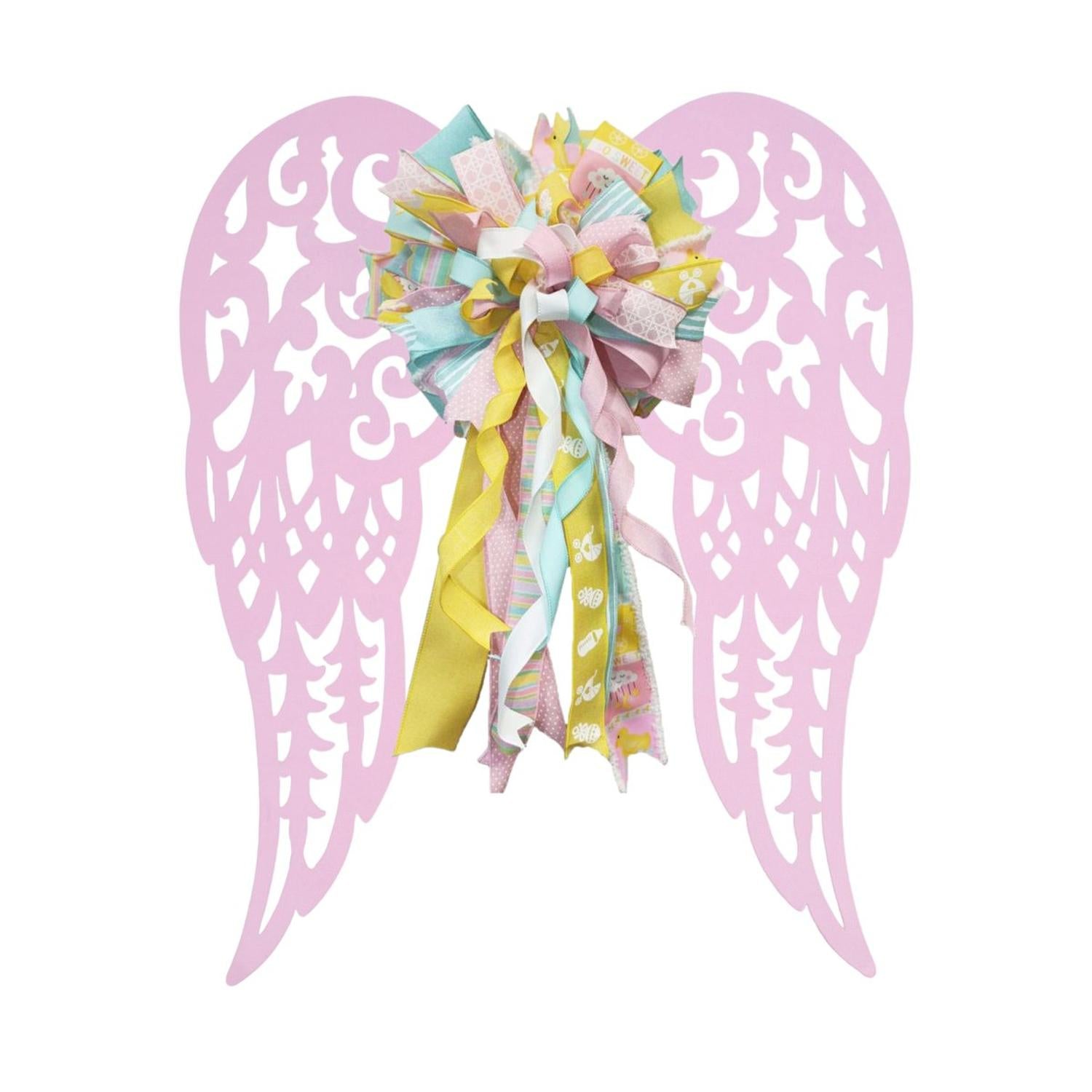 24" Metal Filigree Angel Wings: Light Pink