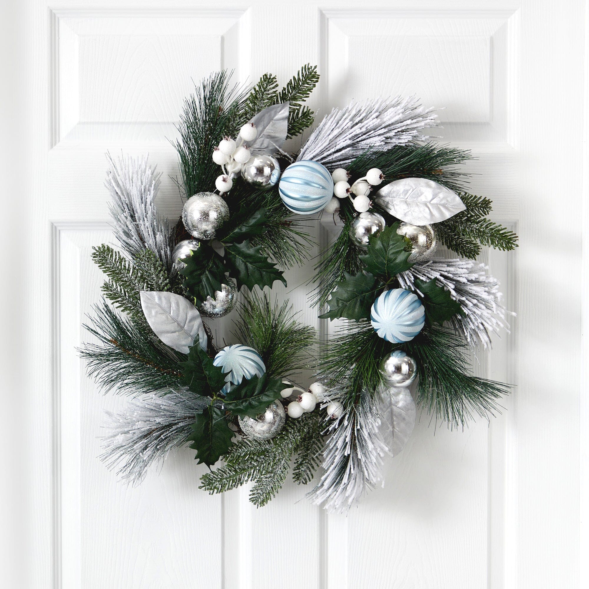 Shop For 24” Pinecones and Berries Wreath with Silver Ornaments