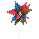 Shop For 24" Poinsettia Stem: Red, Blue & Green